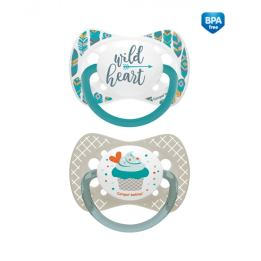 CANPOL BABIES Smoczek uspokajający silikonowy symetryczny 0-6m, Wild Nature Cupcake, 2szt.